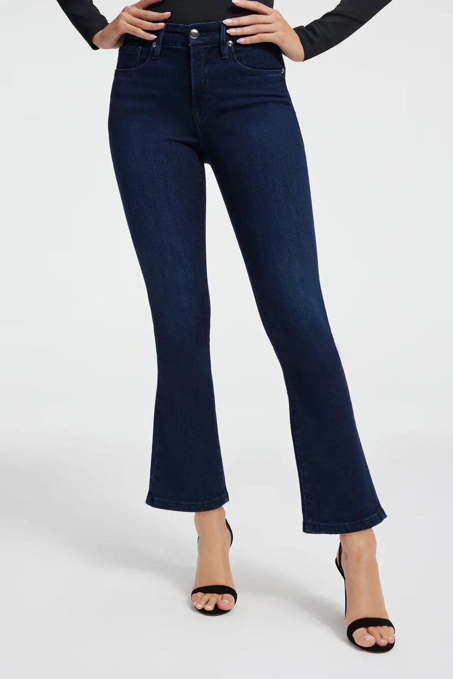 Good American Good Legs Straight High Rise Jeans Women 14/32 Blue Stretch Denim